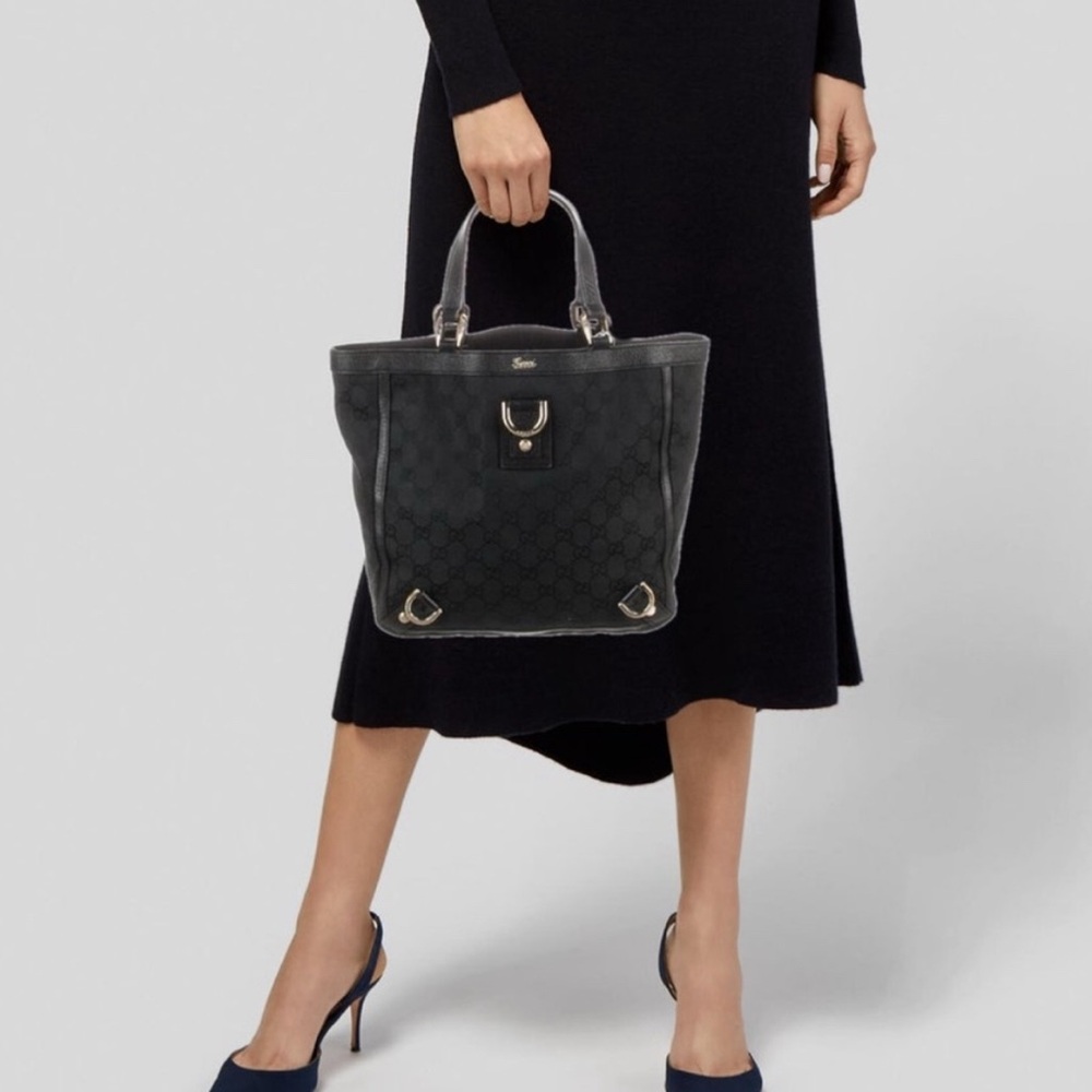 Authentic GUCCI Bag - Mini Abbey Tote Canvas Logo GG Black Vintage